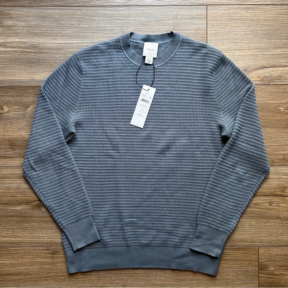 Calvin Klein | Supima Cotton Sweater in Stormy Weather Blue (Small)